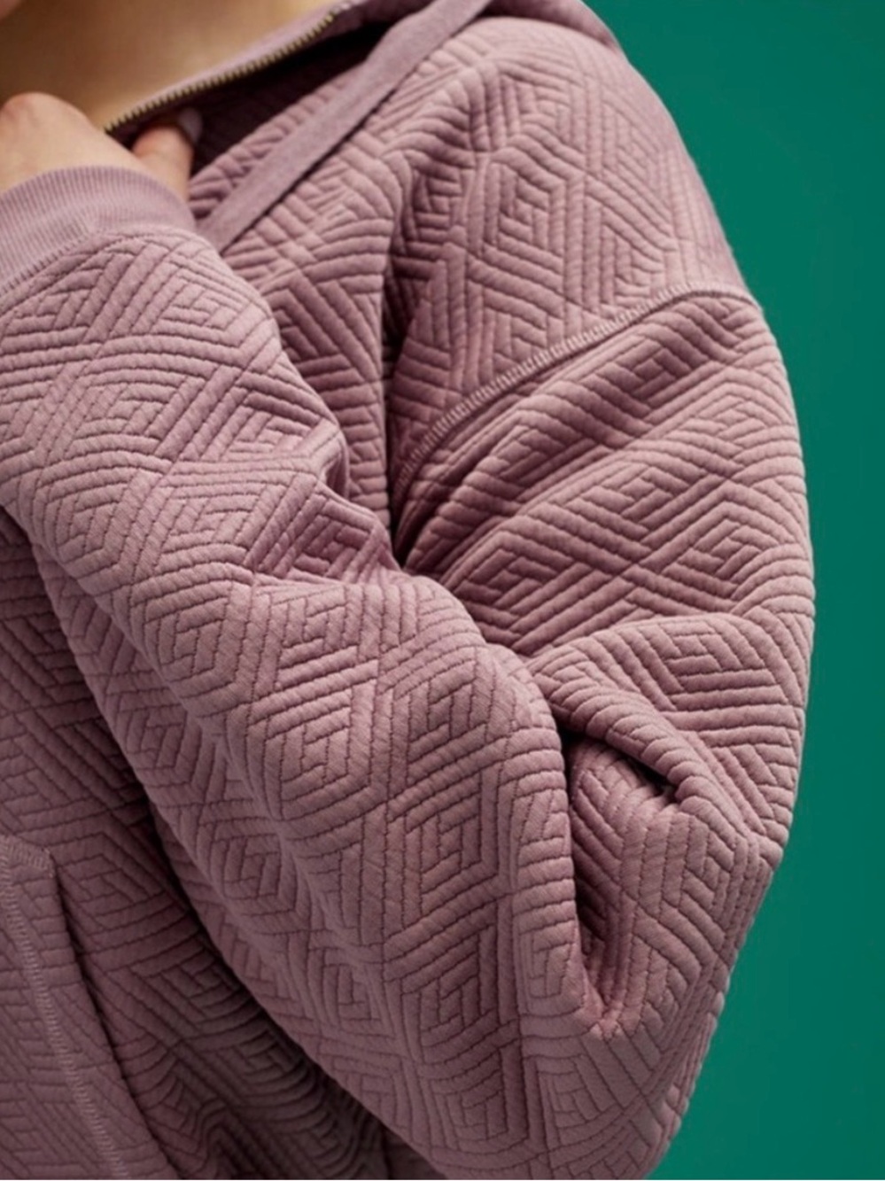 ThirdLove Quilted Zip Hoodie in Mauve - Picture 3 of 13